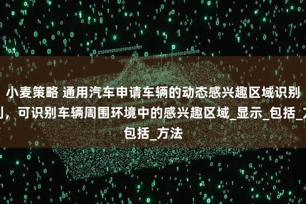 小麦策略 通用汽车申请车辆的动态感兴趣区域识别专利，可识别车辆周围环境中的感兴趣区域_显示_包括_方法