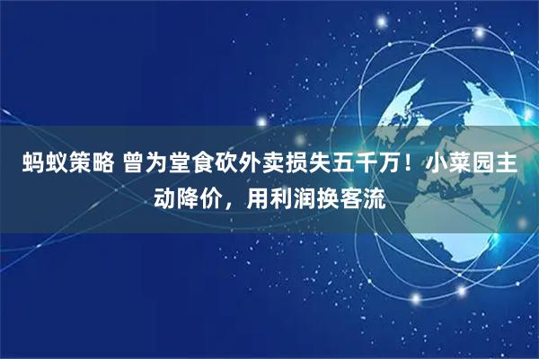 蚂蚁策略 曾为堂食砍外卖损失五千万！小菜园主动降价，用利润换客流